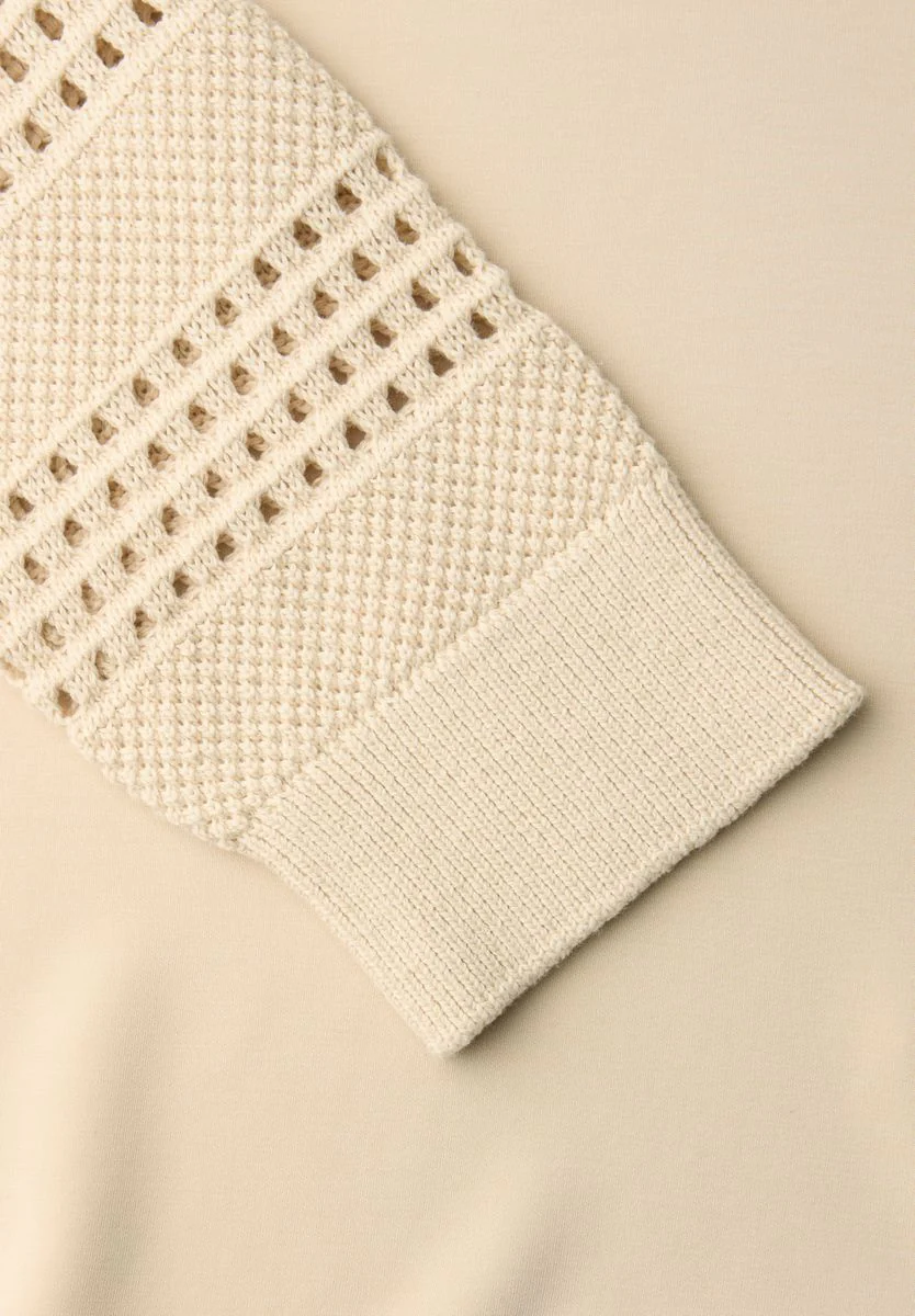 silk look shirt w.knit sleeves - Image 2