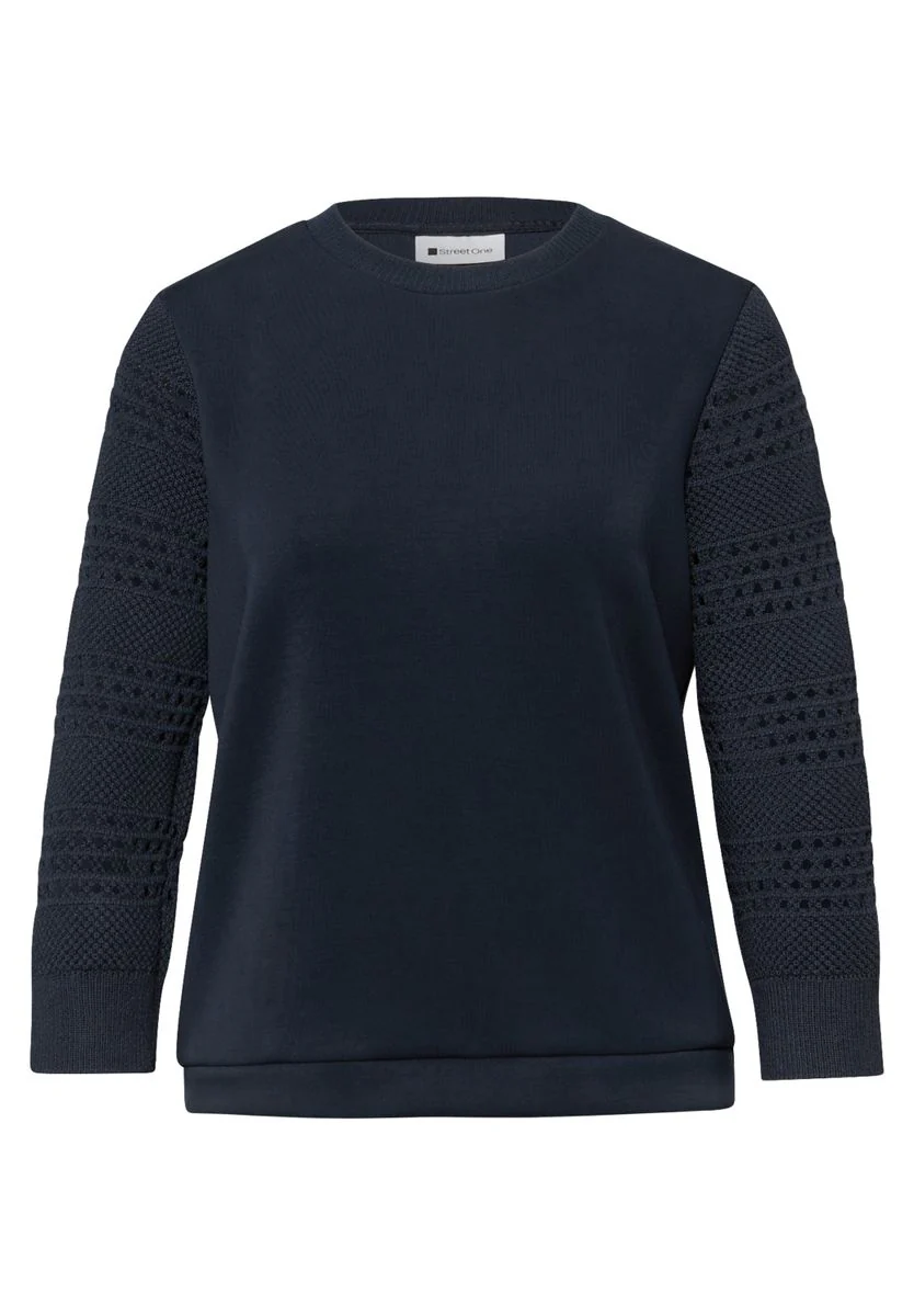 silk look shirt w.knit sleeves - Image 8
