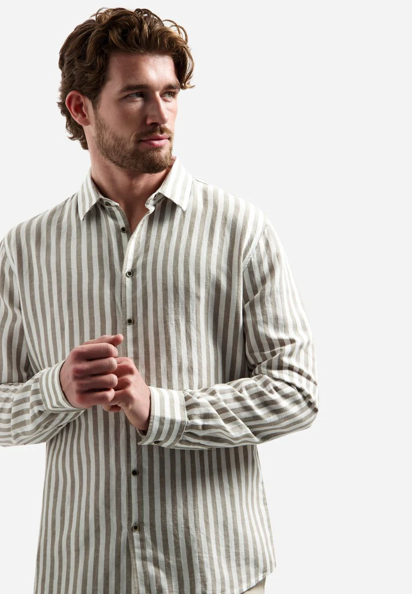 Shirt Vertical Big Stripe With Linen - Image 4