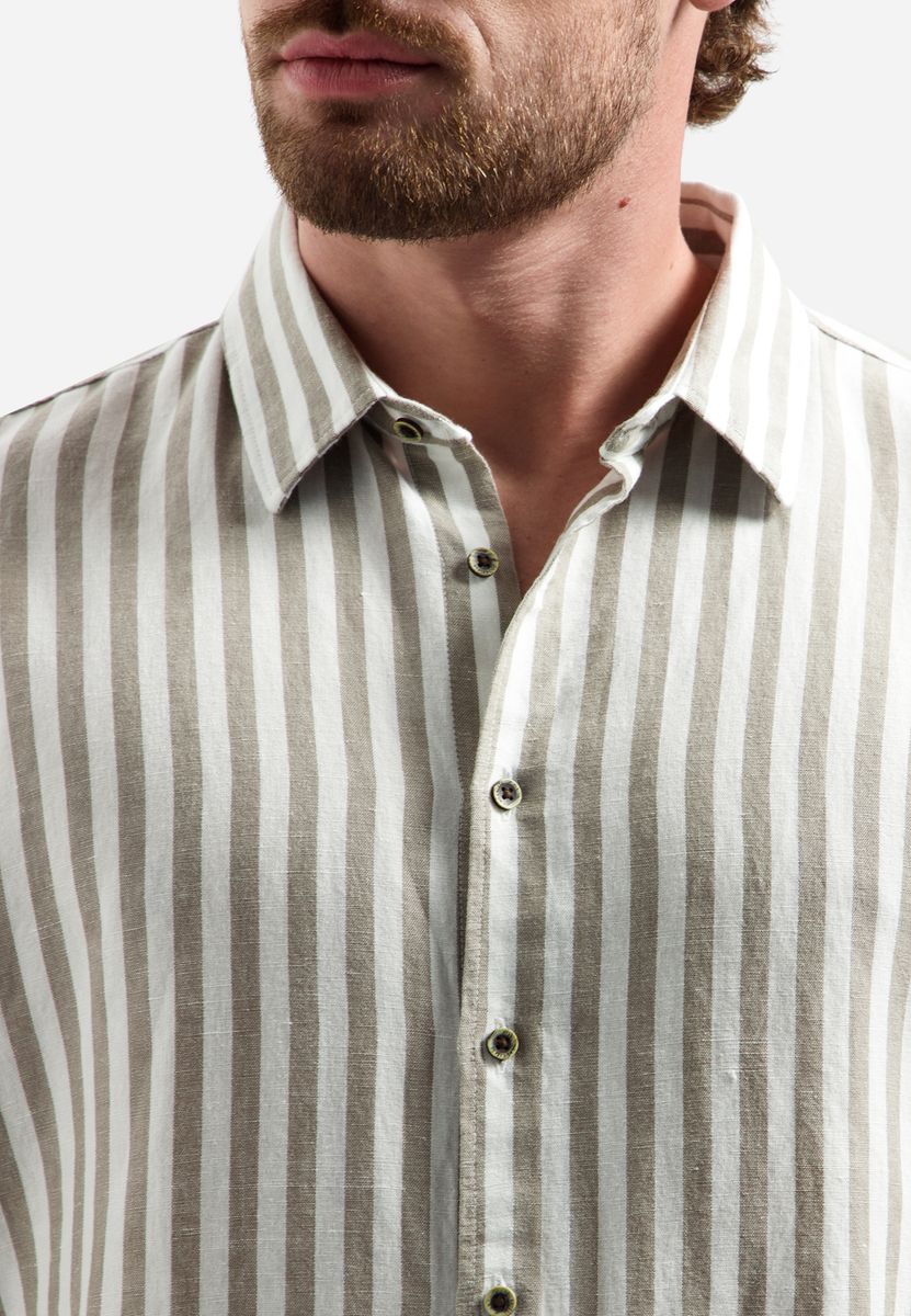 Shirt Vertical Big Stripe With Linen - Image 7