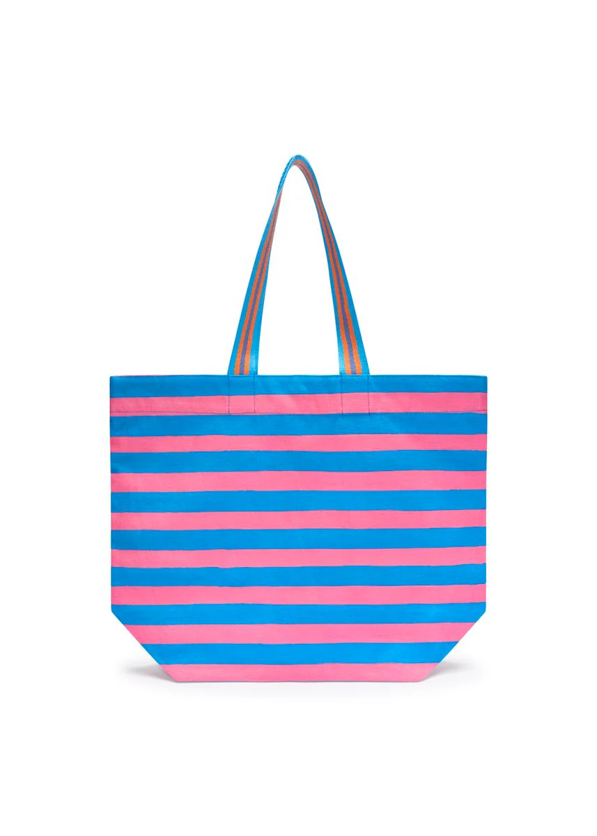 Shopper aus robustem Canvas mit Streifenmuster und Sardinenmotiven - Image 2