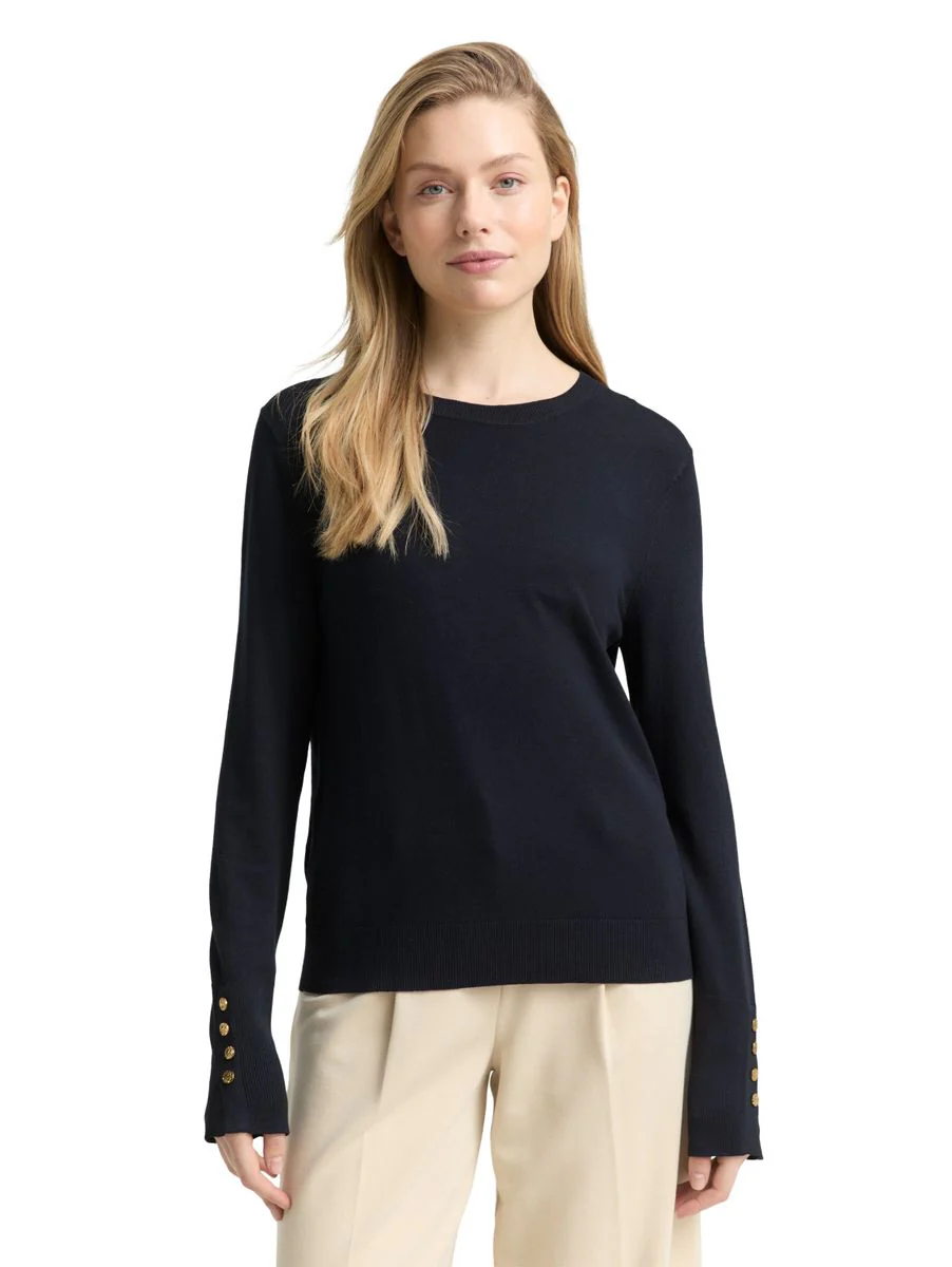 knit crew-neck with button det - Image 5