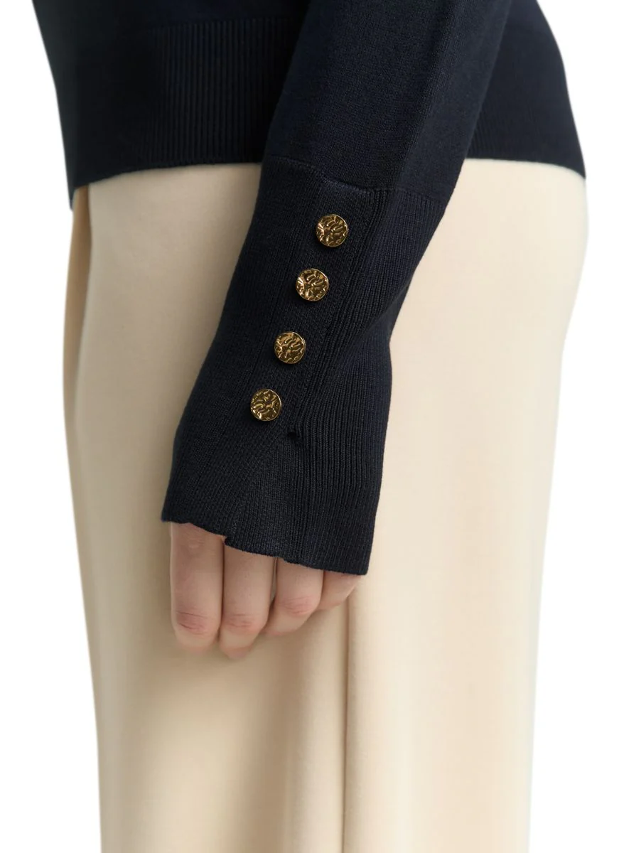 knit crew-neck with button det - Image 6