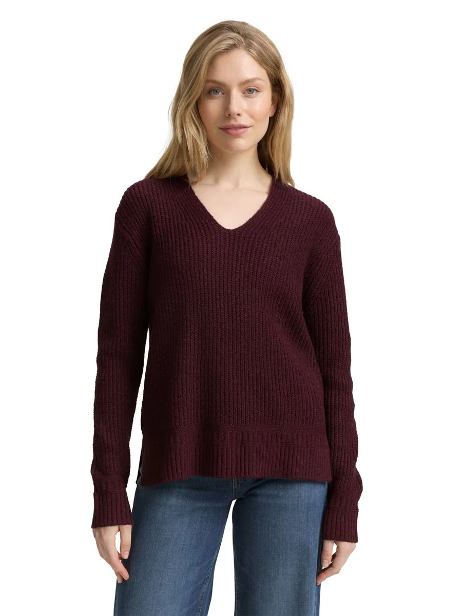 Ripp Strickpullover mit V-Ausschnitt - Image 5
