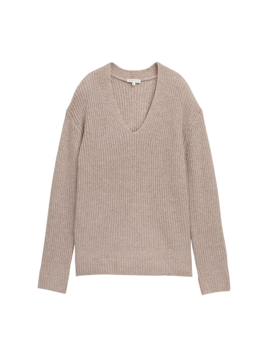 Ripp Strickpullover mit V-Ausschnitt - Image 7