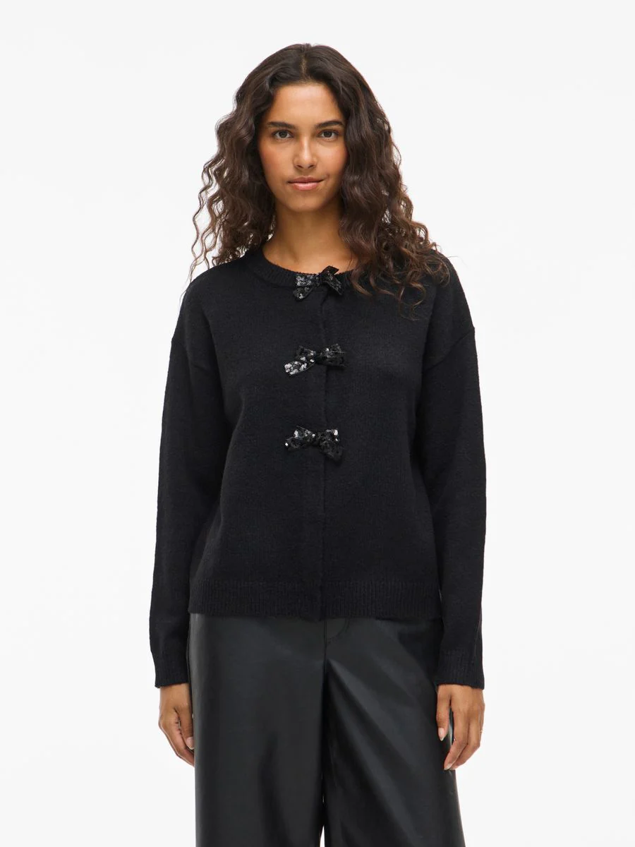 VIBRIANNA O-NECK L/S BOW KNIT CARDIGAN - Image 3